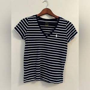 Polo Ralph Lauren V-neck navy blue and white striped T-Shirt